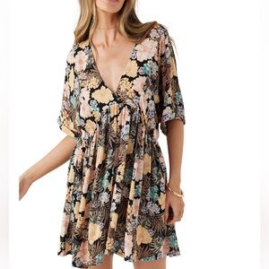 O'Neill Floral Mini Dress - Black, Pink, Blue, Cream
